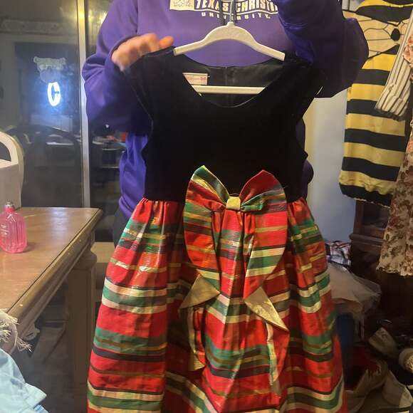 Bonnie Jean Black Velvet & Plaid Christmas Dress 4T - Picture 1 of 2